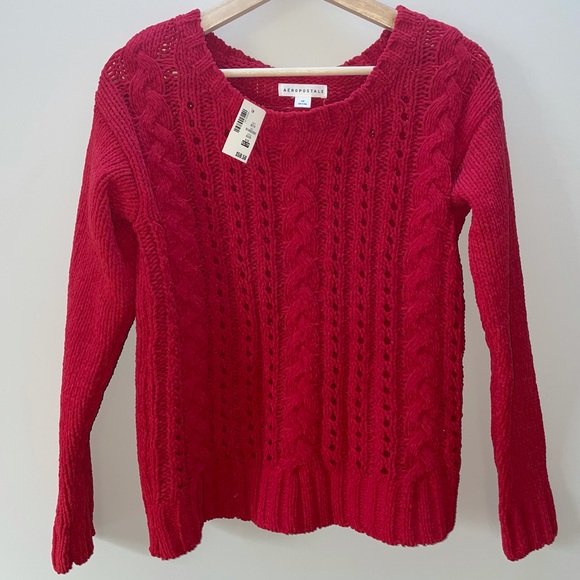 NWT Aero Red Cable Knit Soft Sweater - Picture 2 of 9